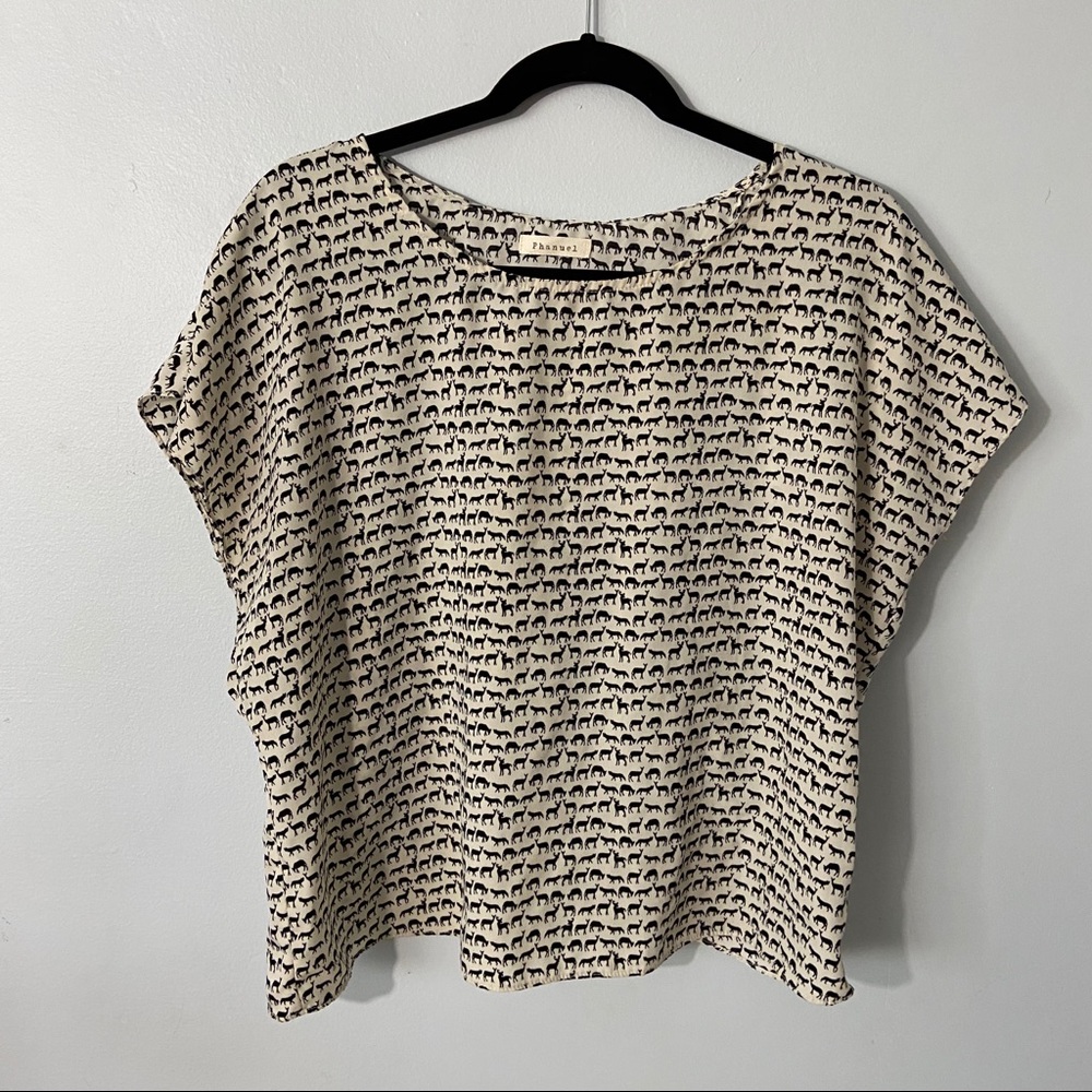 Phanuel | cream and black deep print top